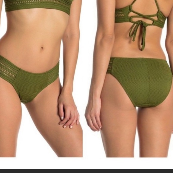 ROBIN PICCONE Perla Crochet Bikini Bottoms In moss size Medium - Picture 1 of 12